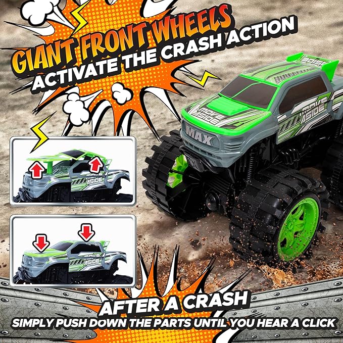 Exploding Monster Truck Toy with Explosive Crash Sounds and Lights, Smash It Up Again and Again, Monster Truck Toys for Boys Kids Ages 3, 4-7 & Above | Toddler Toys for 3 Year Old Boys Gift