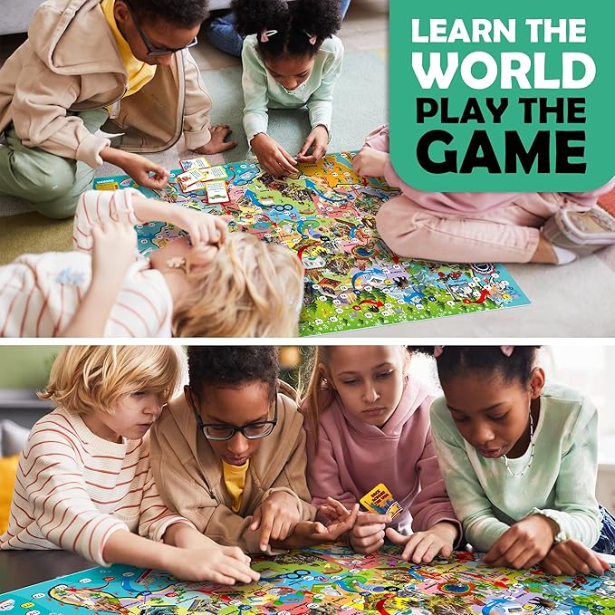 QUOKKA Board Game 1 to 10 Players - Learning, Educational - Geography, United States - 120 Question Cards, Top Facts - Indoor, Outdoor - Kids, Teens, Adults, Family