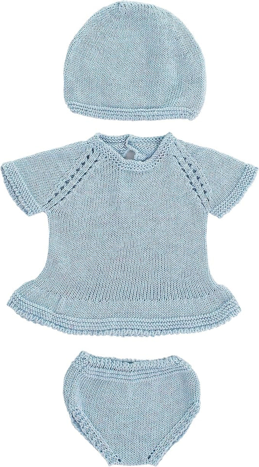 Miniland Clothes for Dolls 15 3/4'' Knitted Outfit Dress & Hat - ECO, Made in Spain, Quality, Role Play, Educational
