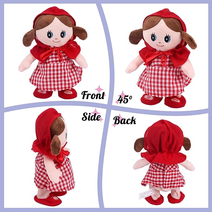 Hopearl Talking Singing Doll Repeats What You Say Girl Walking Electric Interactive Animated Toy Speaking Plush Buddy Gifts for Toddlers, Red, 8''