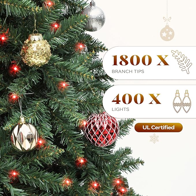 YITAHOME Prelit Green Christmas Tree 7.5ft w/Remote & RGB Smart Control, Artificial Hinged Color Changing Christmas Tree with 400 UL Listed Lights, APP Control, Timers, Music Sync for Home Decoration