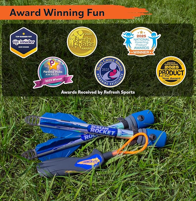 Toy Rocket Launcher for Kids: Best Outdoor Toys Slingshot Rockets Launchers Air Foam Rockets Games for Boys & Girls All Ages. Party Favor Easter Basket Stuffers & Great Gifts for Ages 8 9 10 11 12 +