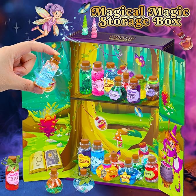 Fairy Magic Potions Kit for Kids, Upgraded 26 DIY Mixed Magic Wizard Potion Bottles, Mystery Potions Craft Kit, Christmas Decorations Birthday Gifts for Age 6 7 8 9 10+ Year Old Girls Boys