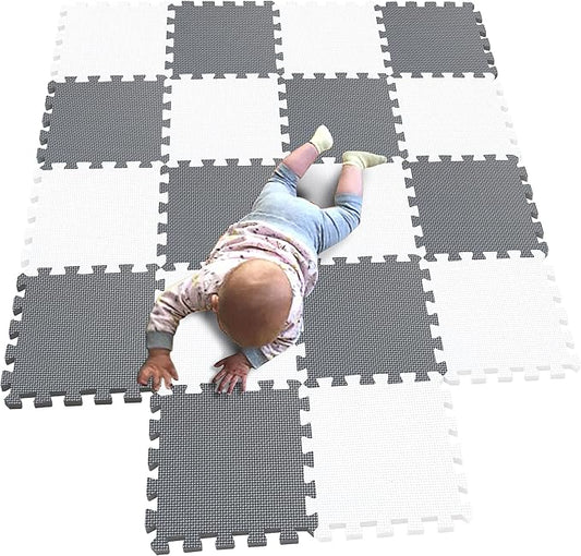 MQIAOHAM baby puzzle mat baby playmat plastic mats for floor shape square play gym toys jigsaw board foam tiles cushions soft interlocking exercise mats garage flooring protector white grey 101112