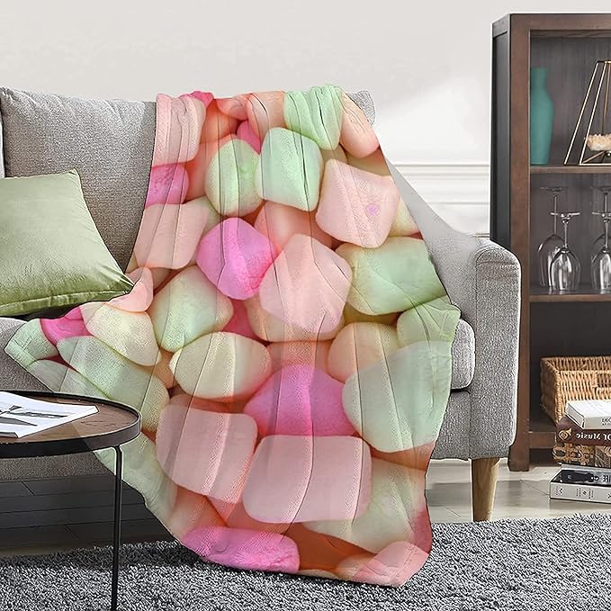 Marshmallow Candy Blanket Fleece Lightweight Throws Gift for Birthday Christmas Soft Flannel Blankets for All Season Bed Sofa Teen Size-50"x60"