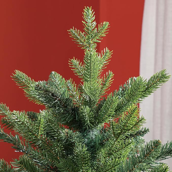 HOMCOM 6ft Artificial Christmas Tree with 1821 Tips, Foldable Metal Stand, Easy Assembly, Hinged Xmas Tree for Home, Office, Holiday, Green