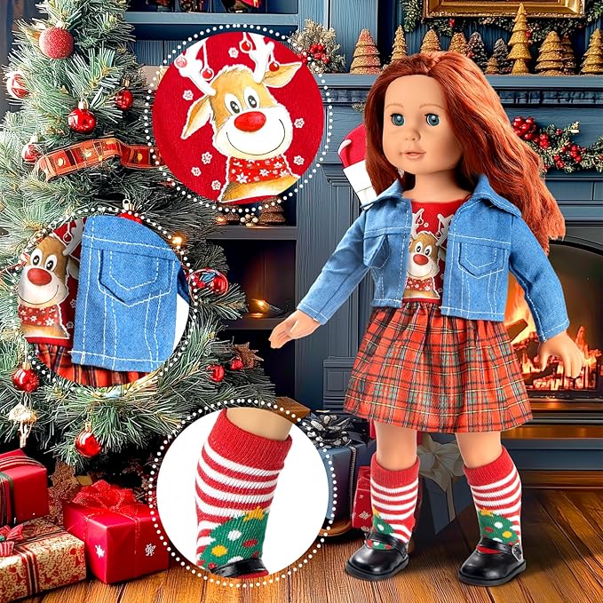 18 inch Doll Clothes Accessories American Doll Socks 18 inch Girl Doll Shoes - Compatible with18 Inch Dolls Clothes