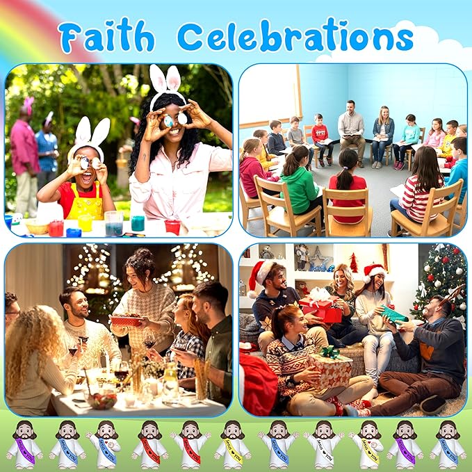 100 PCS Little Jesus Figures,Mini Jesus Figurines - Tiny Statues for Easter Egg Stuffers,Religious Gifts,Parties,Baptism Gifts,Multicolor Miniature Decorations,Hide and Seek Figurines(Raise Hands)