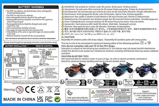 Remote Control Car Monster Truck Toys 1:16 Scale RC Car For Boys 2.4GHz High Speed 20 km/h With LED Headlights,Rechargeable RC Cars Gifts for Boys 4-7 8-12 Christmas, Beginner, Kids 6-12+(Blue)