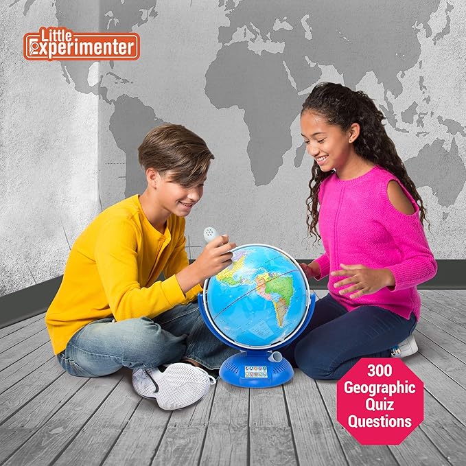 Interactive Globe for Kids with Wireless Smart Pen, 9” Globes with Stand, Learning & Education STEM Toys, Talking World Map Gift for Children, Birthday Gifts for Boys & Girls Ages 7 8-12 Years Old