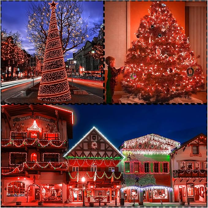 Joliyoou 16 Ft 50 LEDs Halloween Mini String Lights, 8 Lighting Modes Holiday Fairy String Lights with Timer for Indoor Outdoor Decorations, Orange, 2 Pack