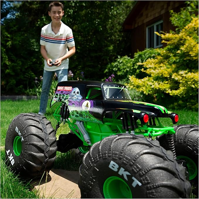 Monster Jam, Official Mega Grave Digger All-Terrain Remote Control Monster Truck with Lights, 1:6 Scale, Kids Toys for Boys and Girls Ages 4-6+