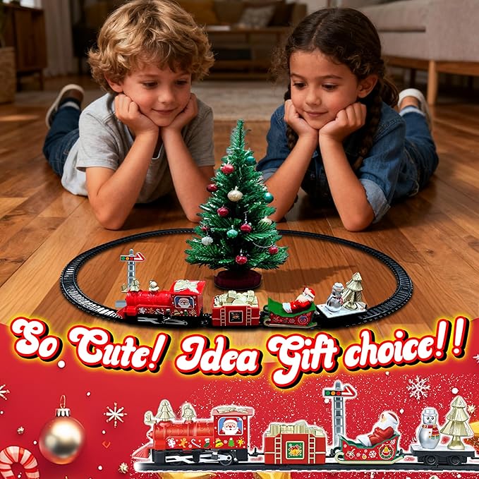 Mini Classic Christmas Train Set for Kids Ages 3-7, Battery-Powered Xmas Train for Under Christmas Tree, for Boys and Girls