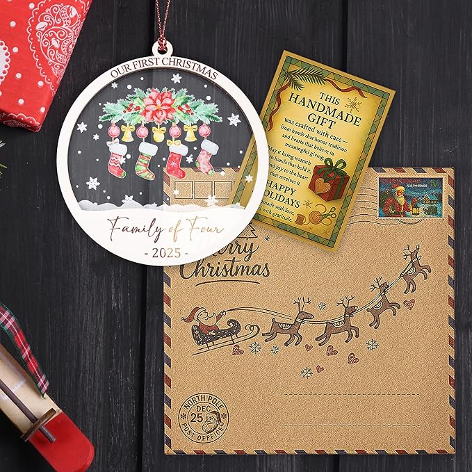 Baby First Christmas Ornaments 2025, Family of Four Ornament, Newborn Baby Gifts for Couples, Baby Announcements Ideas, First Time Parents Mom Dad Gifts, Our First Christmas Decoration Ornament