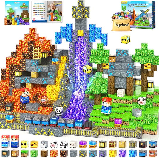 200PCS Magnetic Blocks STEM Sensory Kids Building Toys Magnetic Tiles with Magnet Board for Kids Ages 3+ Birthday for 3-5 6-7 8-12 Year Old Boys & Girls