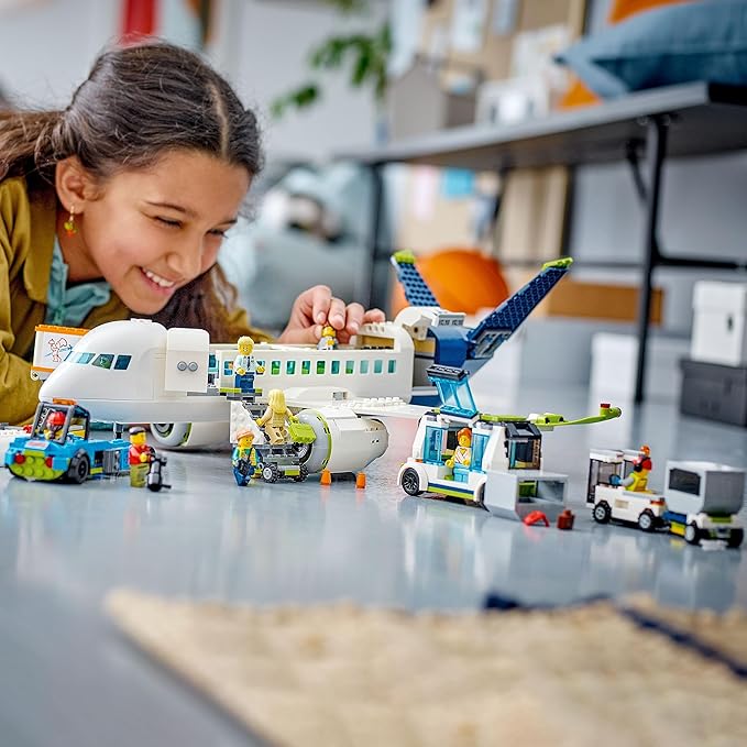 LEGO City Passenger Airplane Toy - Building Toys Set for Boys & Girls, Ages 7+ - Educational Gift for Kids - W/Buildable Vehicle Toys & 9 Minifigures - 60367