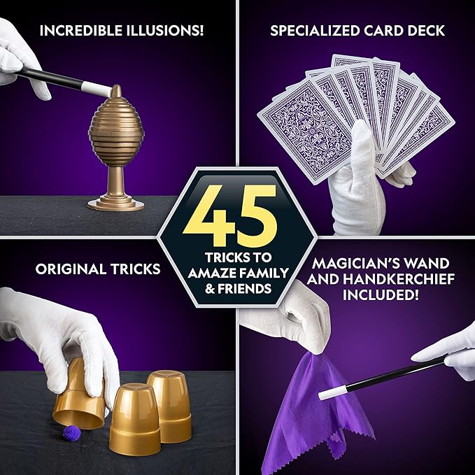 National Geographic Kids Magic Set - 45 Magic Tricks for Kids to Perform with Step-by-Step Video Instructions for Each Trick Provided by a Professional Magician, Toys for Boys and Girls