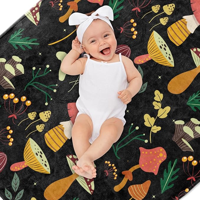 Mushroom Blanket Soft Flannel Fleece Lightweight Mushrooms Throw Blanket for Kids Boys Girls All Season Plant Blankets for Sofa Couch Bed Decorative Mushroom Blanket Gifts 60"x50"