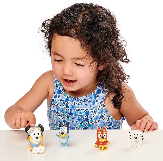 Bluey and Friends 4 Pack of 2.5-3"" Poseable Figures (13052), School 4-Pack