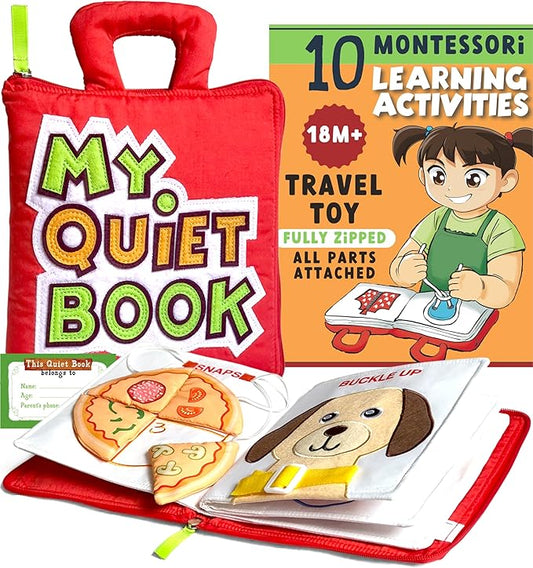 My Quiet Book - Busy Board for Toddlers 2-4, Sensory Toys with 10 Montessori Activities, Girl Toys, Books & Birthday Gifts