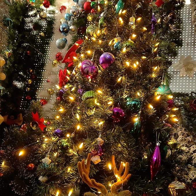 Battery Operated String Lights, 50 LED 18ft Christmas Lights Mini Lights with Timer & 8 Modes, for Christmas Tree Wreath Party Wedding Thanksgiving Decoration, Warm White