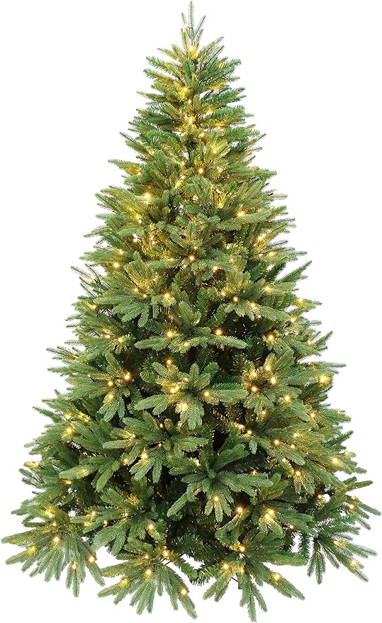 7 Foot Realistic Evergreen Valley Fraser Fir Christmas Tree Prelit with Warm White LED Lights (7ft Pre-lit)