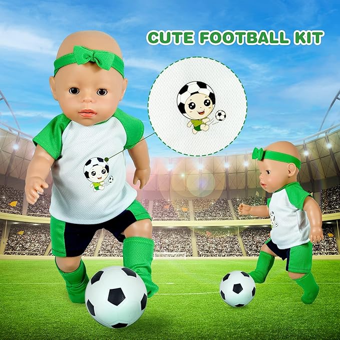 12 Sets 14-16-Inch Baby Doll Clothes Outfits, Dress, Headbands, Accessories Compatible With 43cm New Born Baby, 15-inch and 18-Inch Dolls