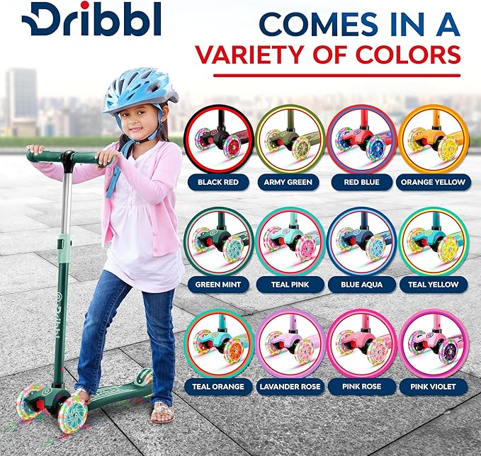 3-Wheel Kids Scooter - Lean-to-Steer Technology, Adjustable Height Handlebar, Wide Anti-Slip Deck, Scooter for Boys & Girls Ages 3+, Child Safety Approved, Support Riders Up to 165 lbs, Pink