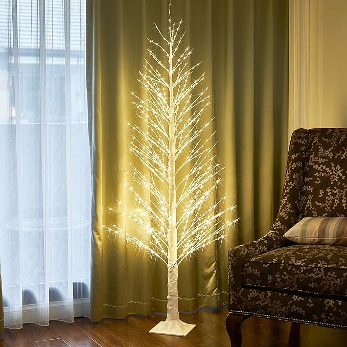 BAOLITVINE 6FT Alpine Christmas Tree, 810 LED Warm White Lights, Artificial White Tree with Lights for Home, Christmas Festival, Wedding Party, Indoor Outdoor