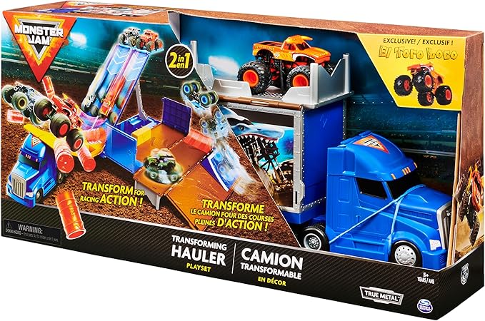 Monster Jam, Transforming Hauler Playset and Storage with Exclusive El Toro Loco Monster Truck, 1:64 Scale, Kids Toys for Boys and Girls Ages 4 and Up
