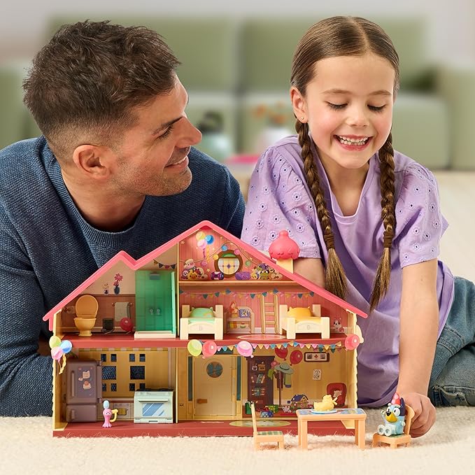Bluey Celebration Home Playset – Birthday Party House with 11 Removable Furniture & Accessories, Includes Exclusive Birthday Figure, Imaginative Play Toy for Kids, Ages 3+