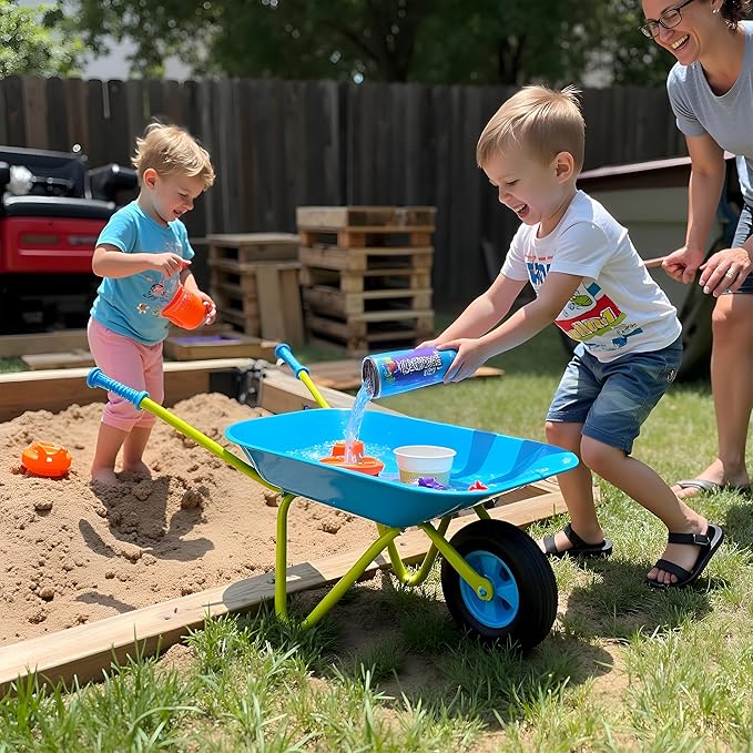 G & F Products Kids Metal Wheelbarrow – Child-Sized, Durable Metal Construction with Sturdy Wheel, Easy Assembly, Ideal for Outdoor Play, Gardening Fun, Backyard Activities & Toddler-Friendly Design