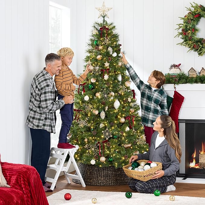 Best Choice Products 12ft Pre-Lit Scotch Pine Christmas Tree, Premium Pre-Decorated Artificial Holiday Decor w/ 3,630 Branch Tips, 2-in-1 White and Multicolor LED Lights, Cordless Setup