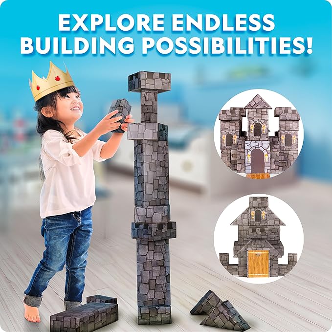 National Geographic Jumbo Cardboard Building Blocks – 30-Pc. Extra-Thick Cardboard Bricks for Kids, Build a Castle Play House, Indoor Playhouse, Large Building Blocks, Kids Giant Blocks