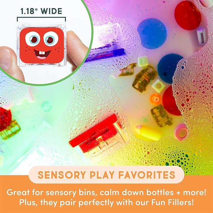 Glo Pals Water-Activated Light-Up Cubes Bundle for Sensory Play (Wacky Wild West – Purple, Yellow + Red)