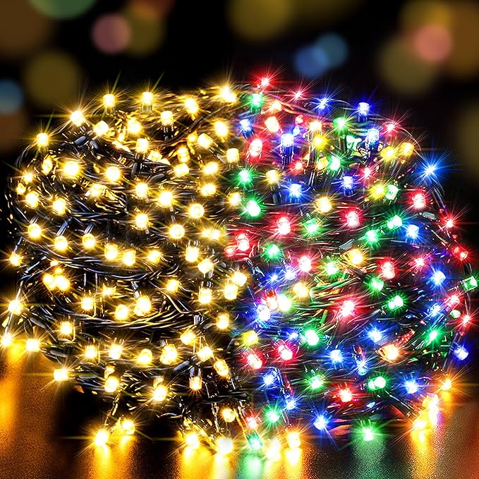 LetsFunny 300 LED Outdoor String Lights, 108FT Twinkle Lights with 8 Lighting Modes, Waterproof Ambient Aesthetic Lighting for Indoor & Outdoor Christmas Tree, Wedding, Party, Halloween Decorations