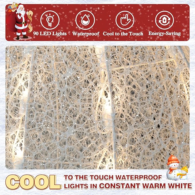 BlueWish Snowman Christmas Decorations, 5FT Lighted Snowman Decorations for Outdoor, Christmas Decorations Outdoor Warm Light Up 90 LED for Yard Indoor Garden Lawn