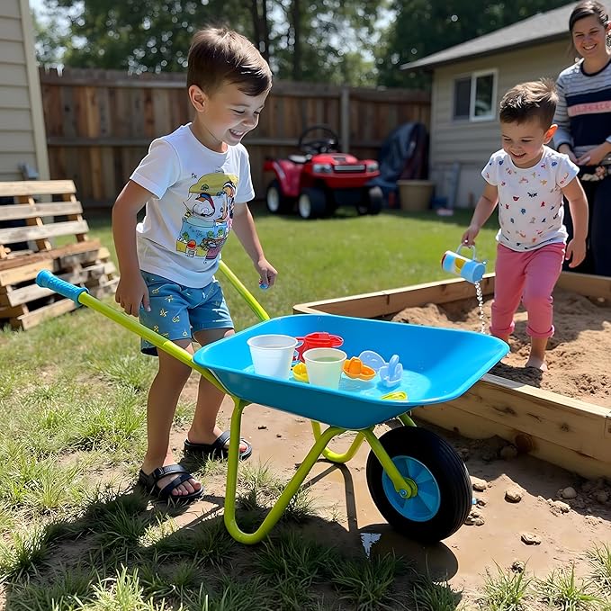 G & F Products Kids Metal Wheelbarrow – Child-Sized, Durable Metal Construction with Sturdy Wheel, Easy Assembly, Ideal for Outdoor Play, Gardening Fun, Backyard Activities & Toddler-Friendly Design