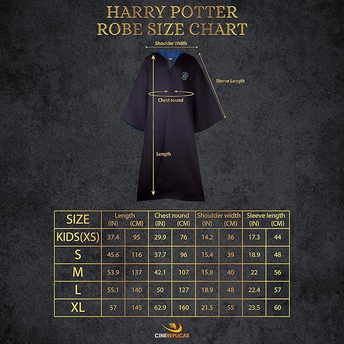 Cinereplicas Harry Potter - Hogwarts Robe - XS(Kids)/S/M/L/XL - Official License