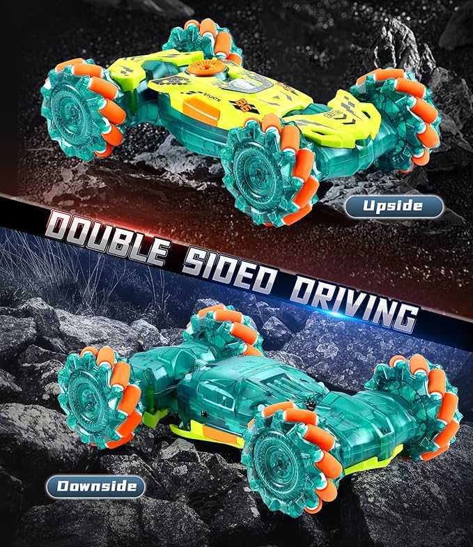 A ALPHA Gesture Remote Control Car, RC Stunt Car with 360° Flips 2.4GHz 4WD Remote Control Toy with Lights Music Birthday Xmas Gift for Boys 5 6 7 8-12 Year Old