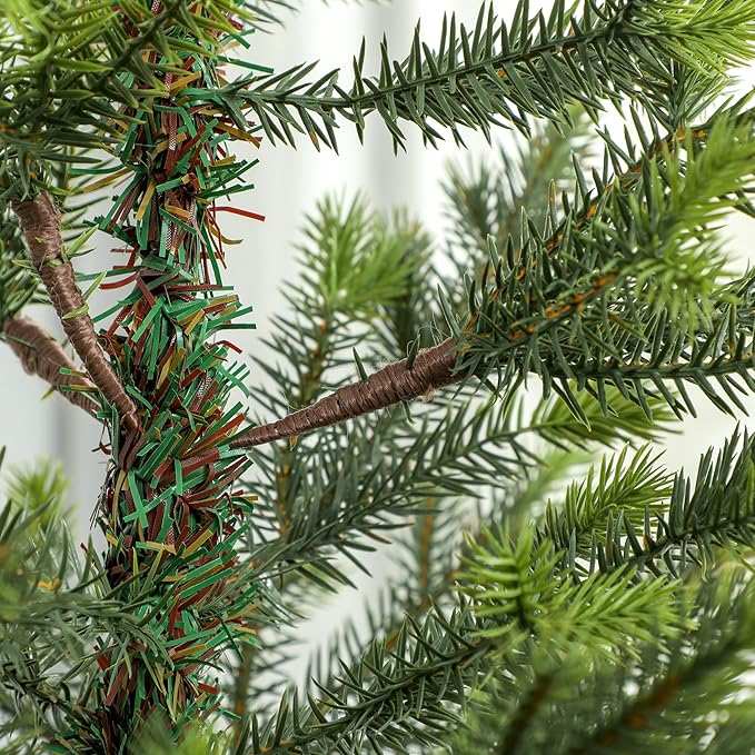 HOMCOM 7.5ft Artificial Christmas Tree, Sparse Realistic Cedar Tree with 2901 Tips, Easy Assembly, Hinged Xmas Tree for Home Office Holiday, Green