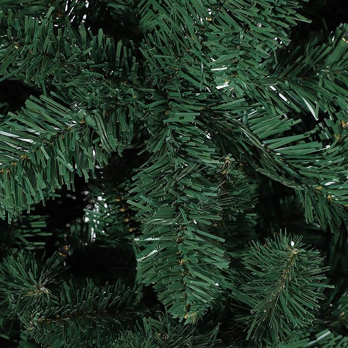 9FT Pre-Lit Artificial PVC Pencil Christmas Tree with 380 Warm White LEDs - Slim Two-Tone Design, Easy Assembly Holiday Decor for Home, Office & Parties (Green, 1153 Tips)