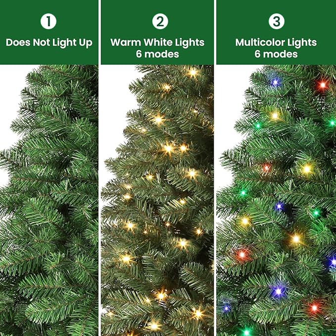 SHareconn 6ft Prelit Premium Artificial Classic Spruce Christmas Tree, 270 Warm White & Color LED Changing Lights, 866 Branch Tips, Perfect Choice for Xmas Decoration,6 FT