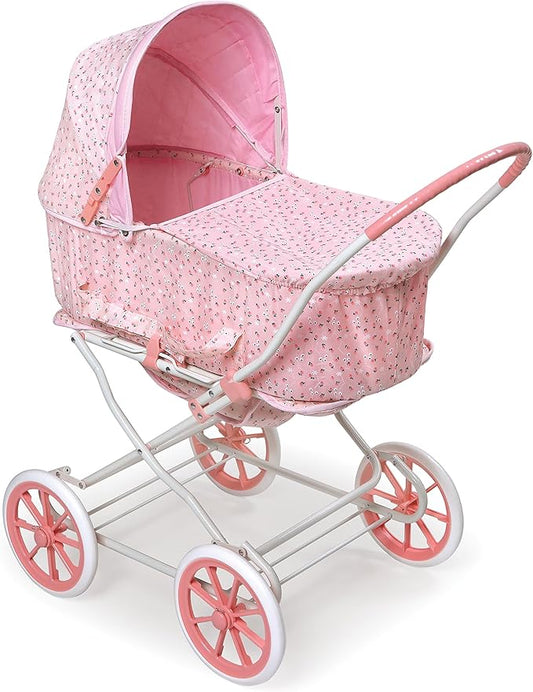 Badger Basket Just Like Mommy 3-in-1 Convertible Doll Pram, Carrier & Stroller - Pink Rosebud - Fits 18 to 22-Inch Dolls