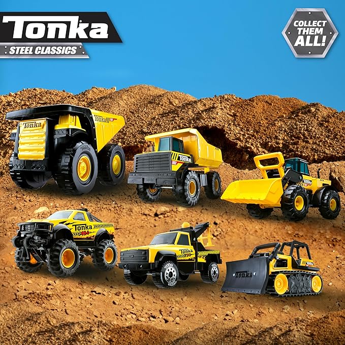 Tonka Steel Classics Bulldozer - Made with Steel & Sturdy Plastic, Yellow Toy Construction Truck, Boys and Girls, Kids, Toddlers, Ages 3+