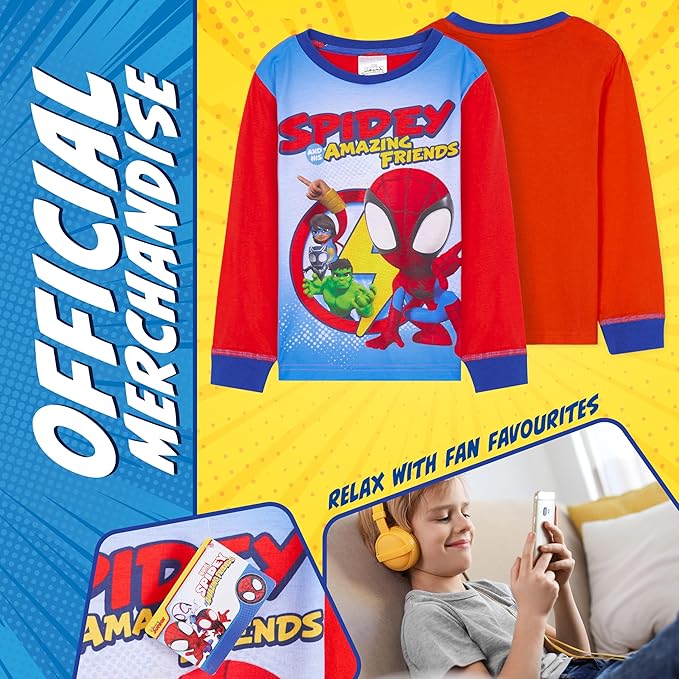 Marvel Spiderman Pajamas for Boys Teens Long PJs Set Lounge Set Comfy Sleepwear