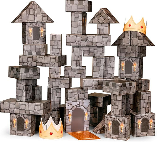 National Geographic Jumbo Cardboard Building Blocks – 45-Pc. Extra-Thick Cardboard Bricks for Kids, Build a Castle Play House, Indoor Playhouse, Large Building Blocks, Kids Giant Blocks