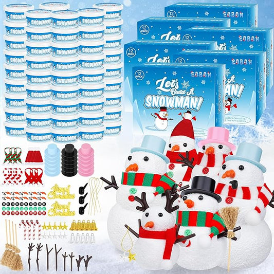 72 Pack Christmas Snowman Craft Kit, DIY Snowman Crafts Build a Snowman Kit Indoor Decor, Christmas Creative Air Dry Modeling Clay, Xmas Making Kit Toys for Family School Party Supplies