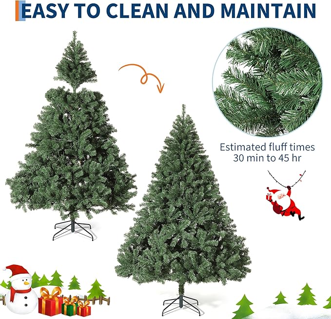 9ft Artificial Christmas Tree, Premium Spruce Hinge Material, Holiday Christmas Tree with Metal Hinges and Collapsible Base for Home Gatherings and Office Decorations