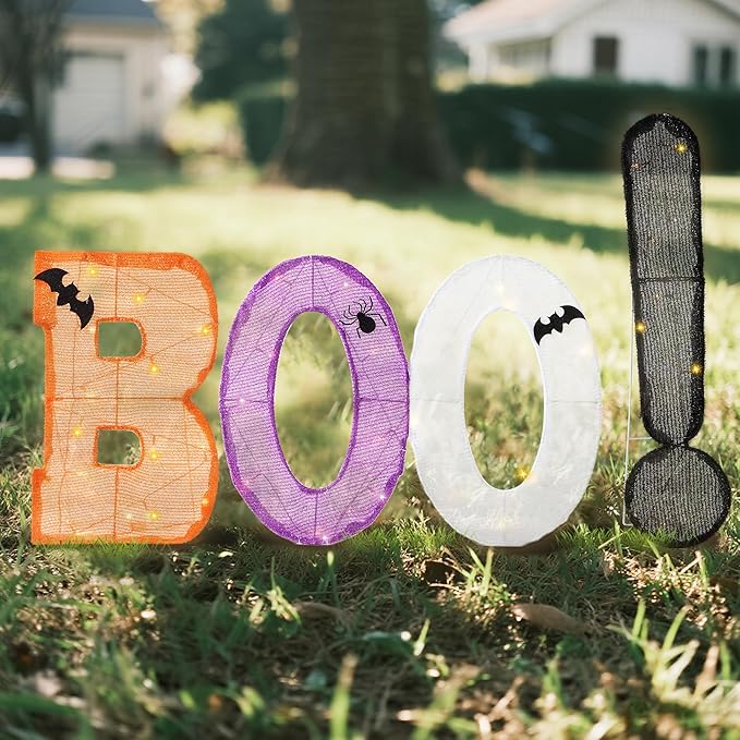 Halloween Decorations Outdoor & Indoor Marquee Light Up Letters Sign Boo! for Indoor Halloween Decor, Holiday Arrangements,Fireplace Mantel, Tabletop, Bedroom, Wall or Holiday Display